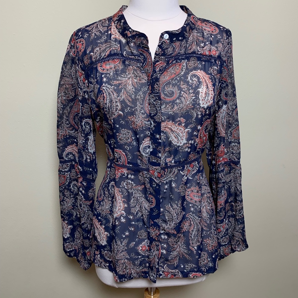 Octavia paisley sheer button up top